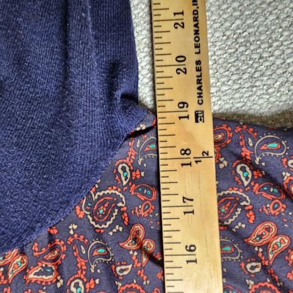 Eddie Bauer, Button Up, Paisley, Crewneck Cardigan with Sweater Back Medium - Picture 7 of 10